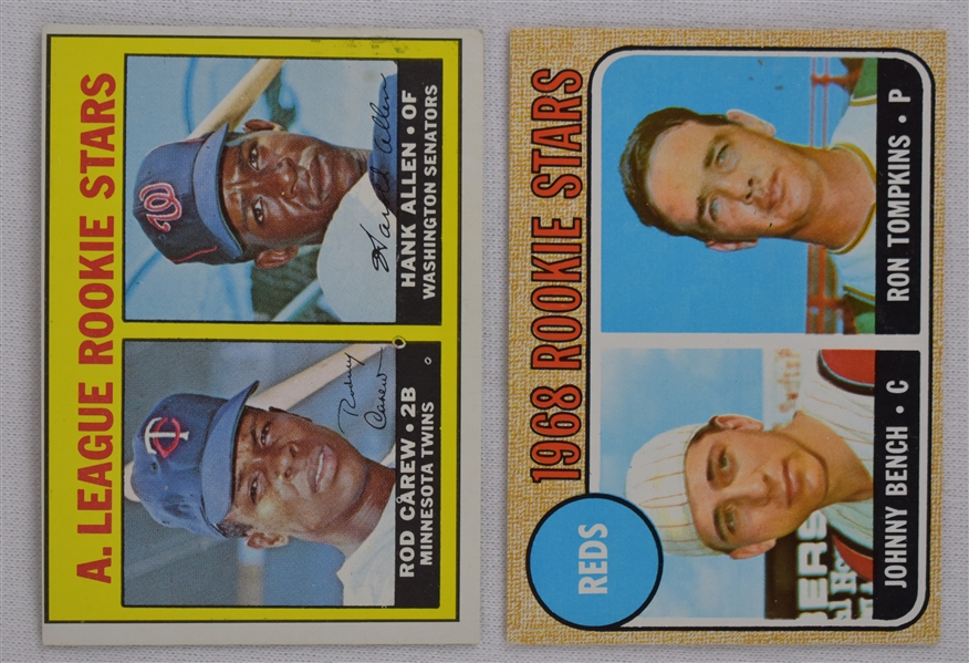 Rod Carew 1967 Topps & Johnny Bench 1968 Topps Rookie Cards