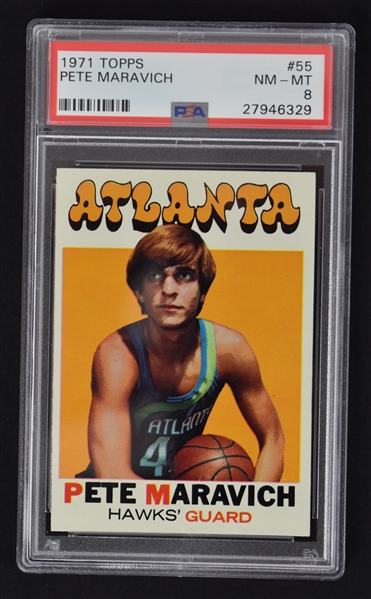 Pete Maravich 1971 Topps Basketball Card #55 PSA 8 NM-MT