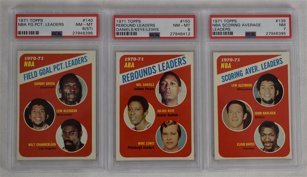 Collection of 3 Vintage 1971 Topps Basketball Cards PSA 7 NM & 8 NM-MT