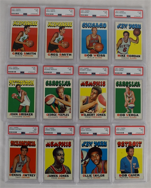 Collection of 12 Vintage 1971 Topps Basketball Cards PSA 7 NM 