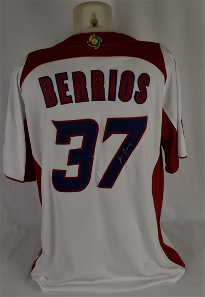 Jose Berrios 2013 Puerto Rico WBC Game Used & Autographed Jersey w/Dave Miedema LOA & MLB Authentication