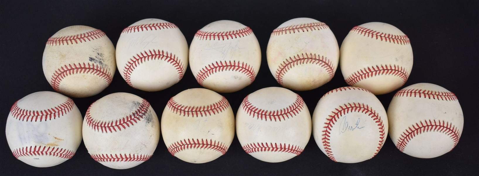 Collection of 11 Game Used & Autographed Baseballs w/Albert Pujols