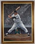 Mickey Mantle Autographed & Inscribed 1985 Original Oil Painting by Robert Stephen Simon