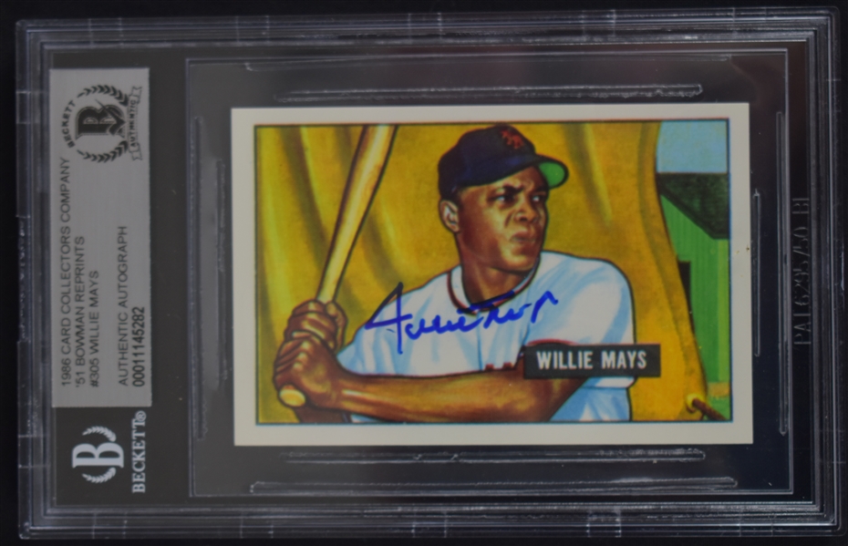 Willie Mays 1951 Rookie Reprint Autographed Card Beckett Authentication