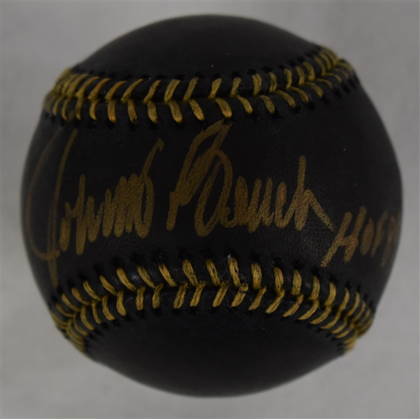 Johnny Bench Autographed Limited Edition Black Baseball