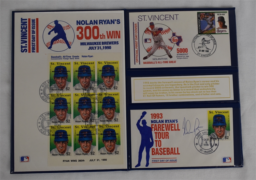 Nolan Ryan Autographed 1993 First Day Cover Collector Book