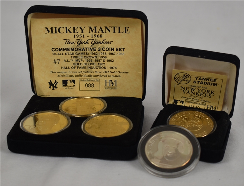 Mickey Mantle Lot of 3 Highland Mint  Commemorative Coins