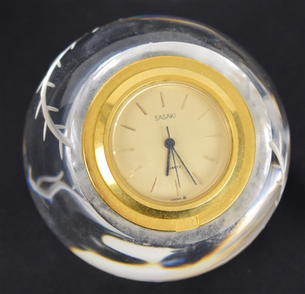 Sasaki Crystal Baseball Clock