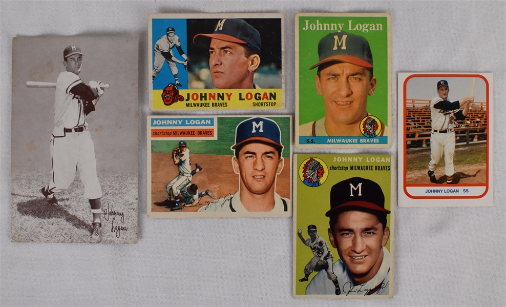 Johnny Logan Lot of 6 Baseball Cards