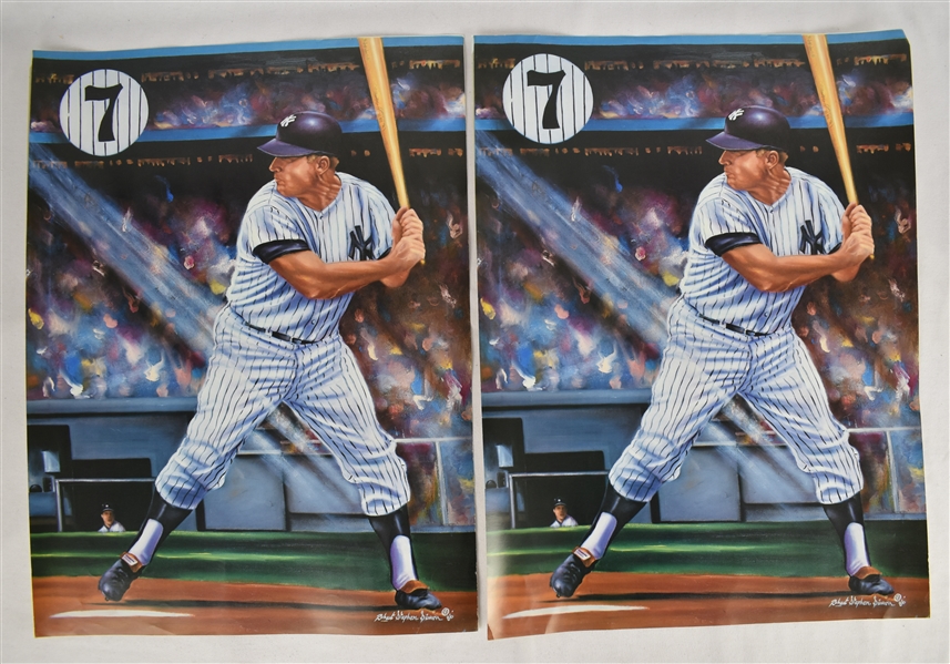 Mickey Mantle 18x24 Lot of 2 Lithographs by Robert Stephen Simon