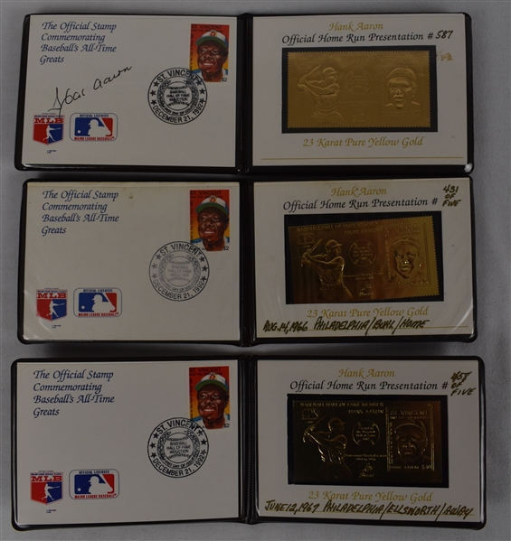 Hank Aaron Autographed Limited Edition Gold Stamp Wallet