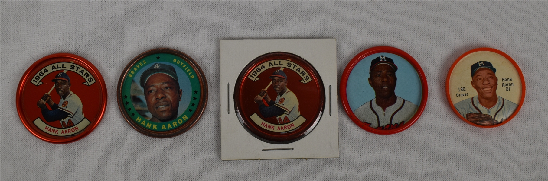 Hank Aaron Vintage 1960s Lot of 5 Topps Coins