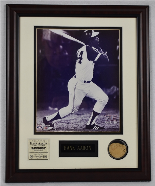 Hank Aaron 1966 Gamed Used Bat Framed Display