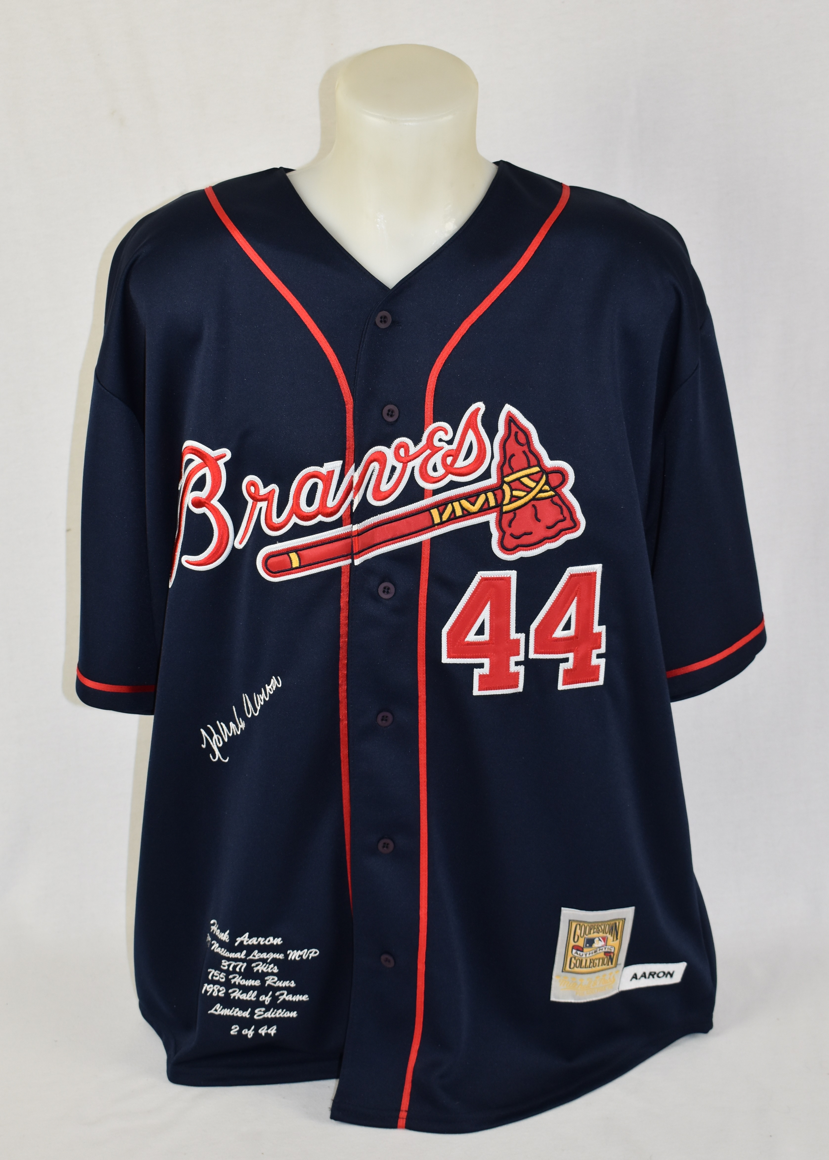 Lot Detail - Hank Aaron Mitchell & Ness Limited Edition Embroidered Atlanta  Braves Jersey