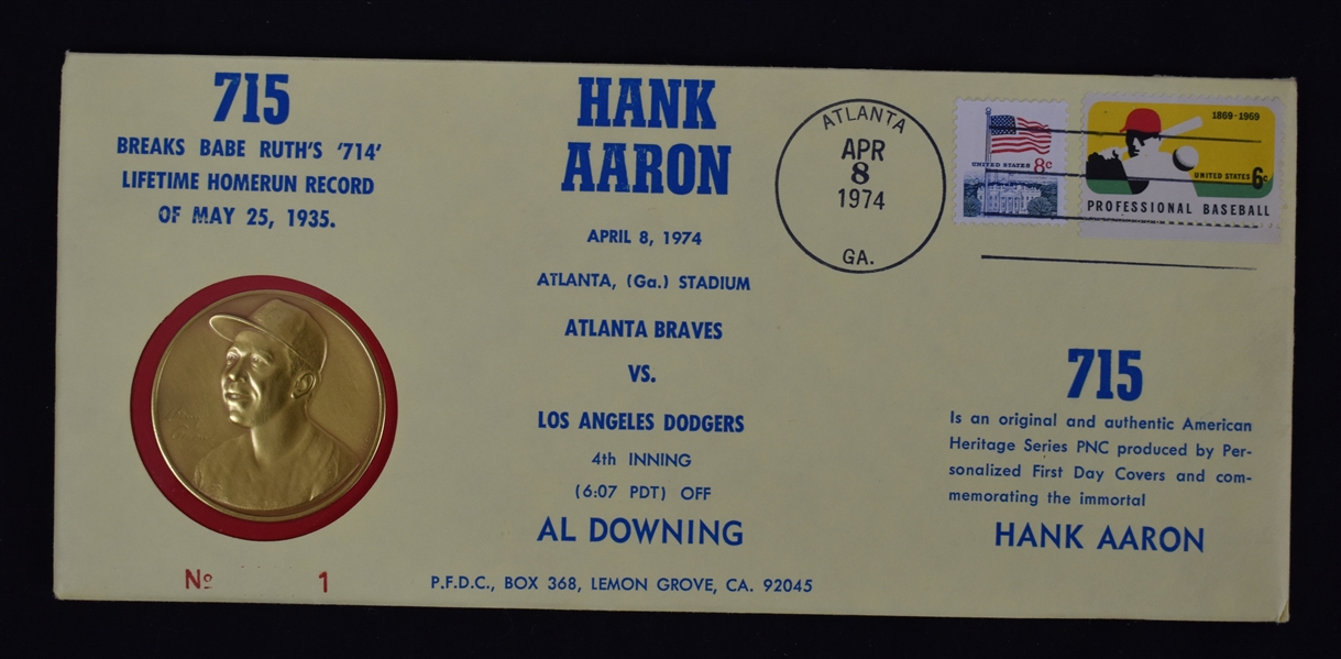 Hank Aaron 715th HR Medallion & First Day Cover
