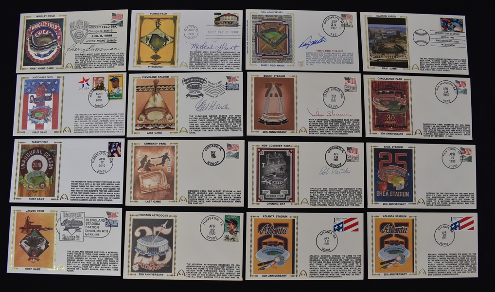 MLB Ballpark Collection of 6 Autographed First Day Covers 