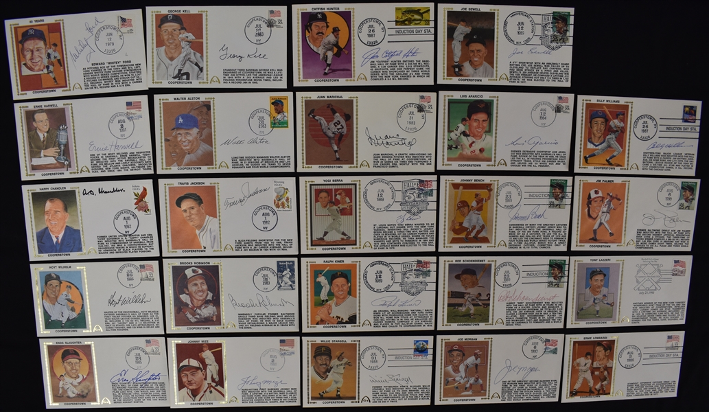 Cooperstown HOF Collection of 22 Autographed First Day Covers 