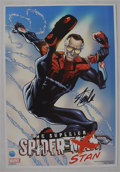 Stan Lee Autographed 13x19 Spider-Stan Photo 