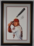 Mike Trout Original James Fiorentino Watercolor Painting *Signed by Trout*