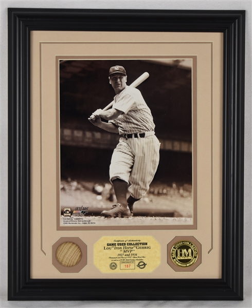 Lou Gehrig Game Used Bat Framed Display