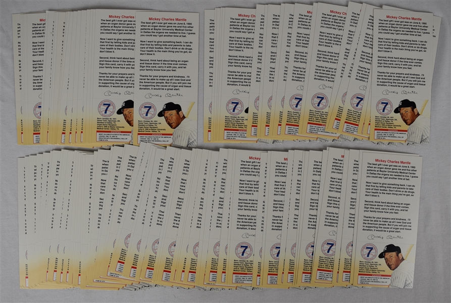 Mickey Mantle Lot of 100 Donor Cards