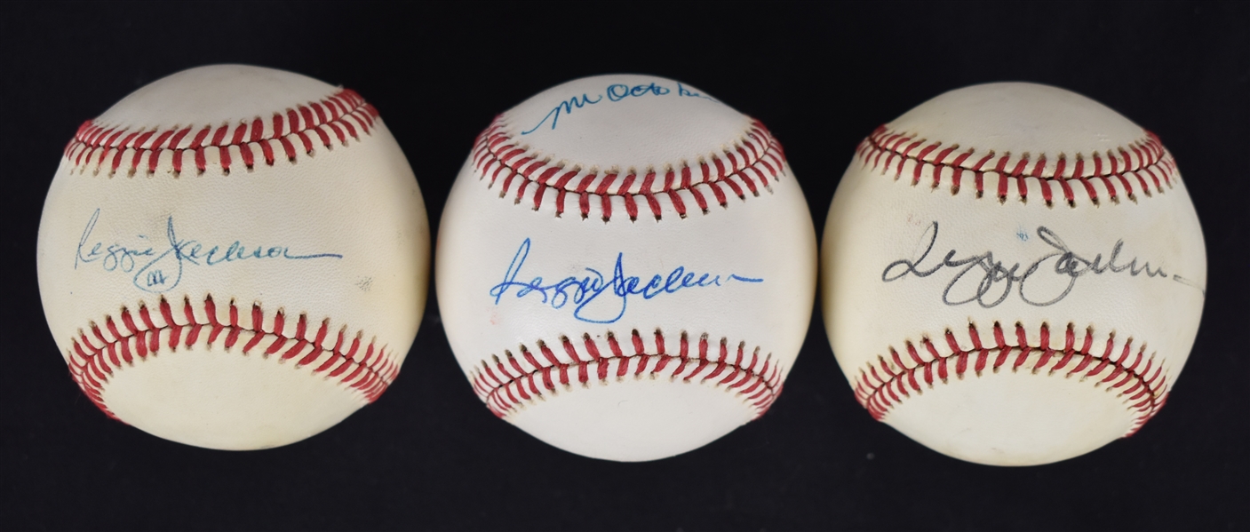 Reggie Jackson Lot of 3 Autographed Baseballs