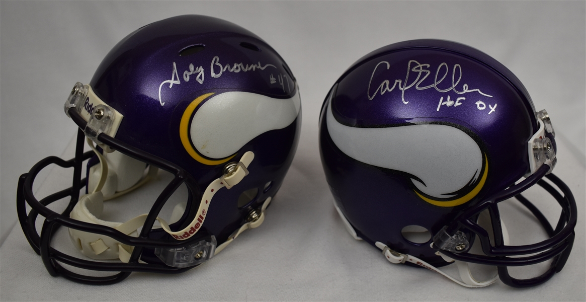 Carl Eller & Joey Browner Autographed Minnesota Vikings Mini Helmets