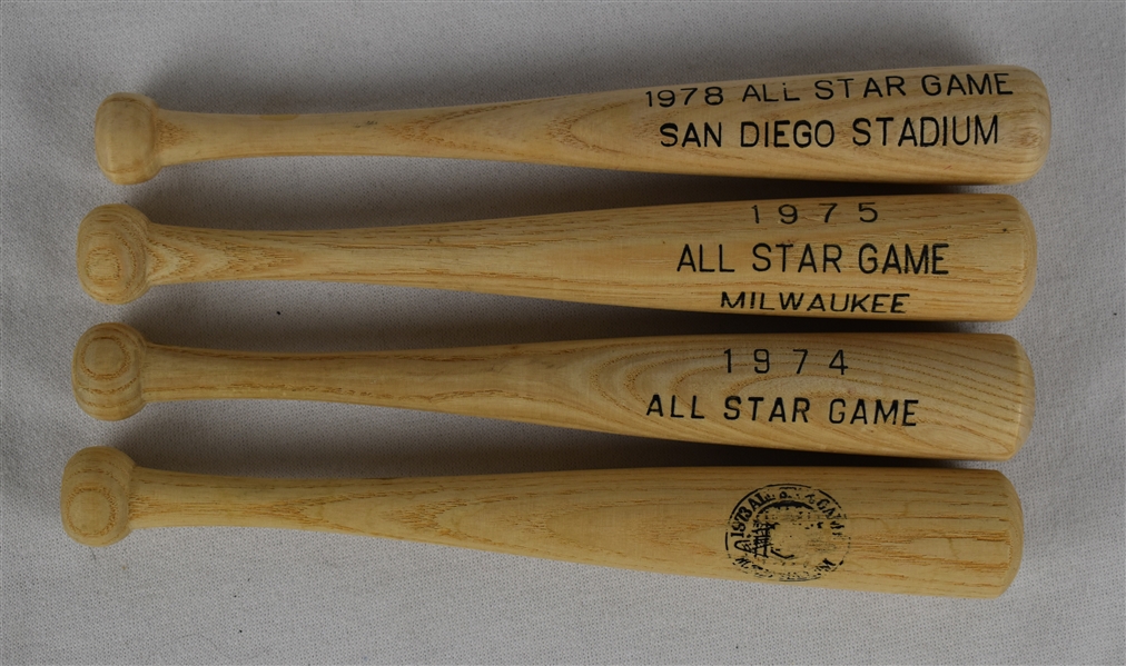 Vintage 1970s Lot of 4 All Star Game Mini Bats