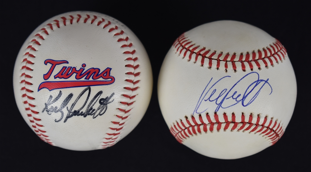 Kirby Puckett Lot of 2 Autographed Baseballs