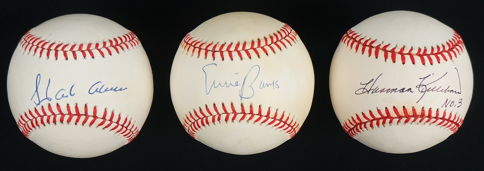 Ernie Banks Hank Aaron & Harmon Killebrew Autographed Baseballs 
