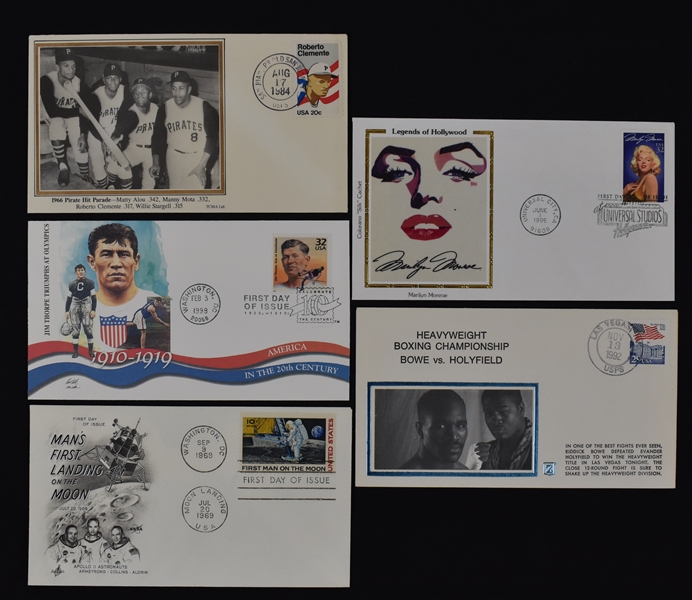 Collection of 5 Unsigned First Day Covers w/1969 Moon Landing