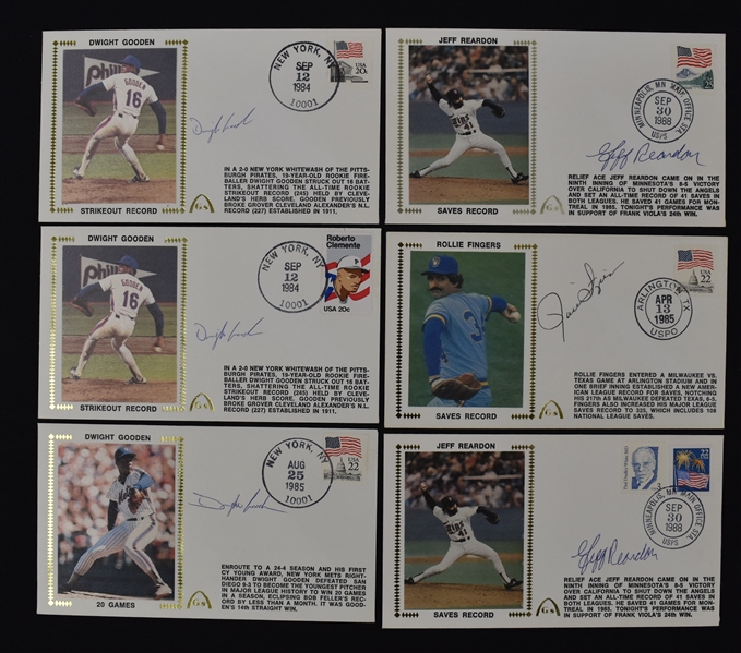 Dwight Gooden Jeff Reardon & Rollie Fingers Lot of 6 Autographed First Day Covers 