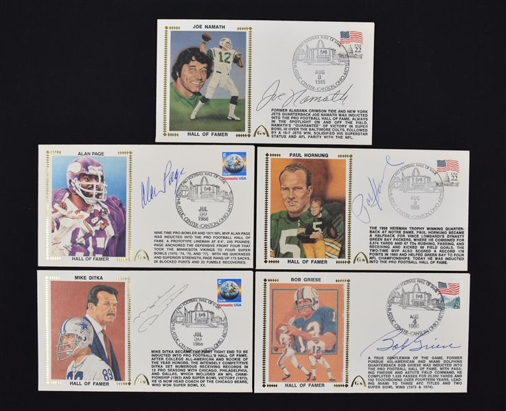 Collection of 5 NFL Autographed First Day Covers w/Joe Namath