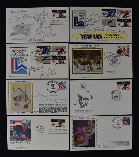 Collection of Hockey Autographed First Day Covers w/Neal Broten & Bobby Clarke