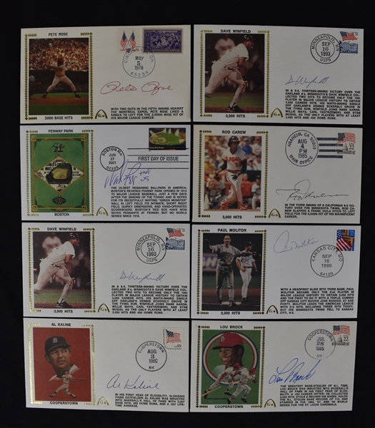 Collection of 8 Autographed 3000 Hit Club First Day Covers 