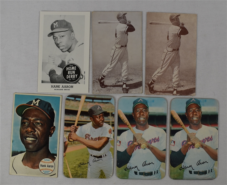 Hank Aaron Collection of 7 Oversized Vintage Baseball Cards