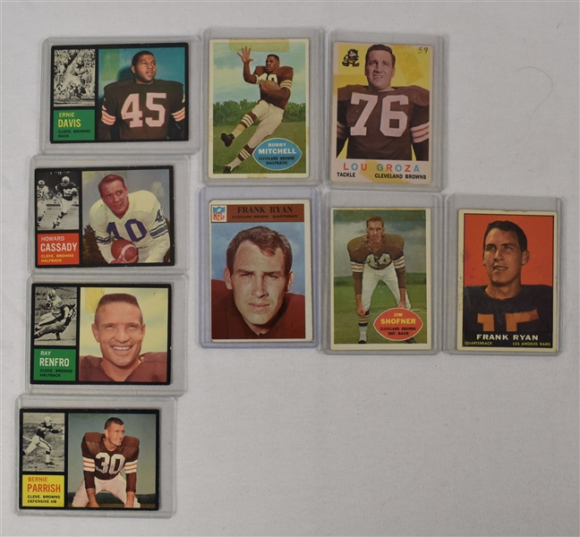 Collection of 9 Vintage Football Cards w/Ernie Davis