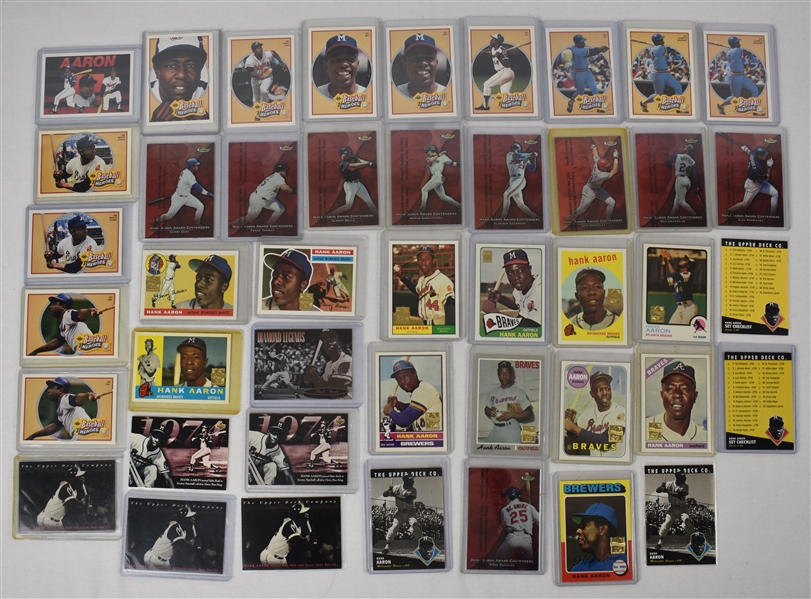 Hank Aaron Collection of 44 Modern Cards/Upper Deck & Topps Finest