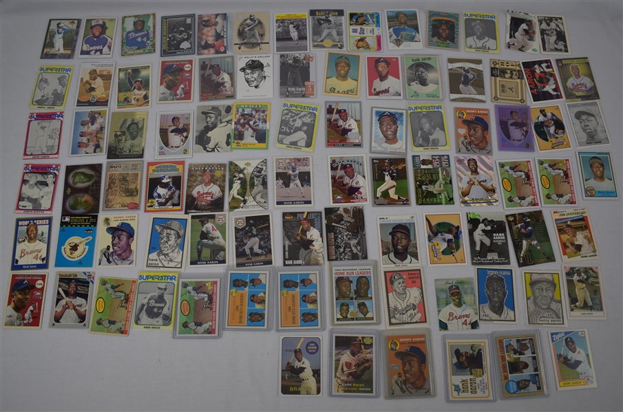 Hank Aaron Variety Collection of 88 Baseball Cards