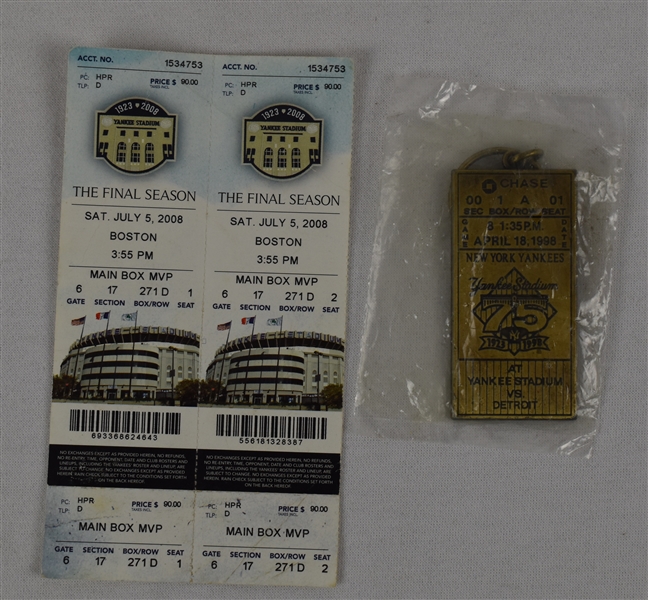 New York Yankees 2008 Tickets & Commemorative Key Chain