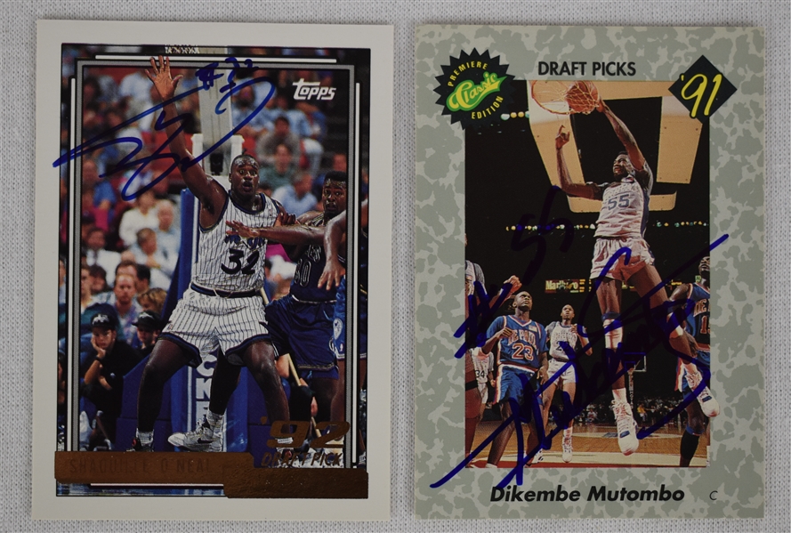 Shaquille ONeal & Dikembe Mutombo Autographed Rookie Cards