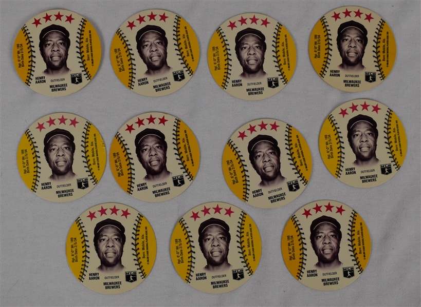 Hank Aaron Vintage Collection of 11 Disc Cards