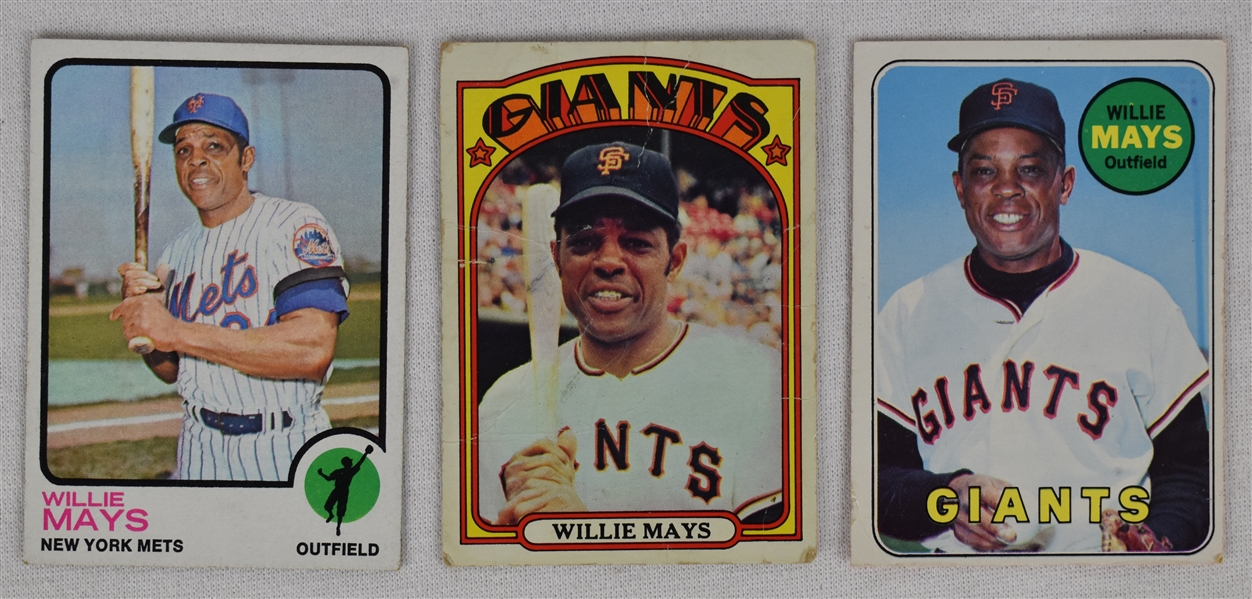 Willie Mays Lot 3 Vintage Topps Baseball Cards 