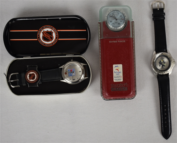 Lot of 3 Collector Watches w/Yankees & Rangers