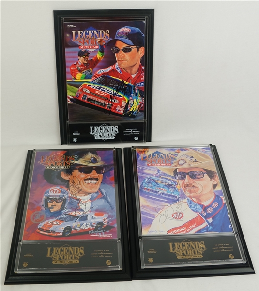 NASCAR Lot of 3 Richard Petty & Jeff Gordon Autographed Legends Magazines w/Plaque