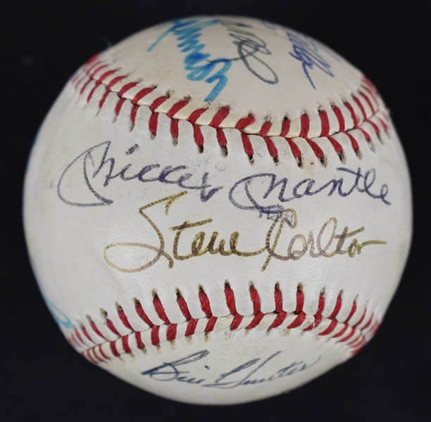 Hall of Fame Signed Baseball w/Mickey Mantle Ted Williams & Joe DiMaggio JSA LOA