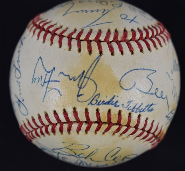 Hall of Fame Multi-Signed Baseball w/Yogi Berra Hank Aaron & Stan Musial JSA LOA