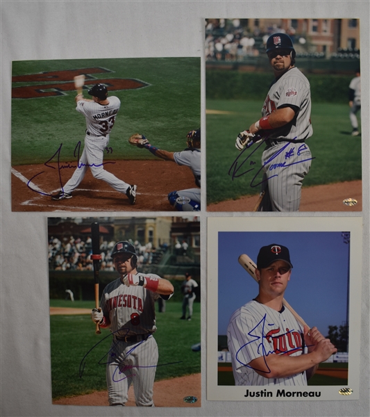 Justin Morneau & Ron Coomer Lot of 4 Autographed 8x10 Photos