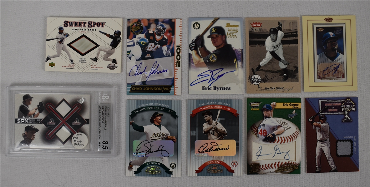 Collection of 10 Game Used & Autographed Cards w/Dennis Eckersley