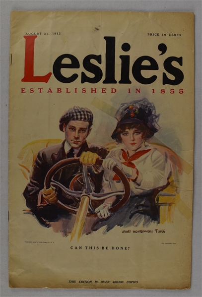 Vintage 1913 Leslies Illustrated Magazine